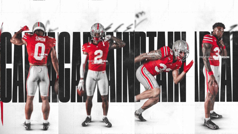 Cody Simon, Emeka Egbuka, Jack Sawyer, TreVeyon Henderson Captains Ohio State Buckeyes