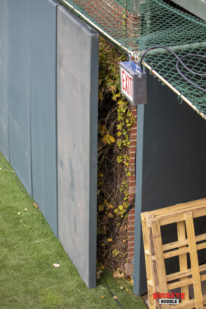 Behind the scenes at Wrigley Field outfield wall padding college football 